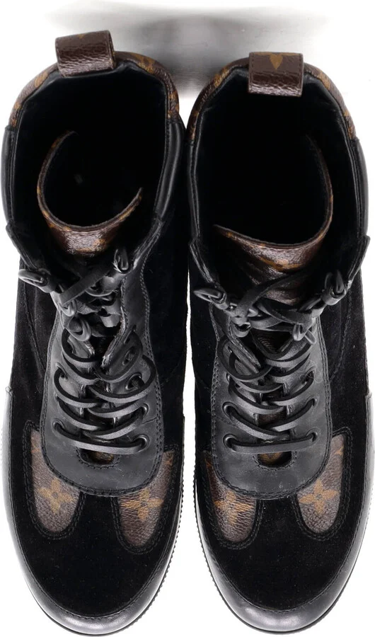 Louis Vuitton Women's Laureate Platform Desert Boots Suede with Monogram Canvas - Image 2