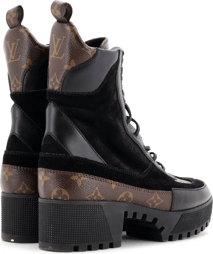 Louis Vuitton Women's Laureate Platform Desert Boots Suede with Monogram Canvas - Image 3