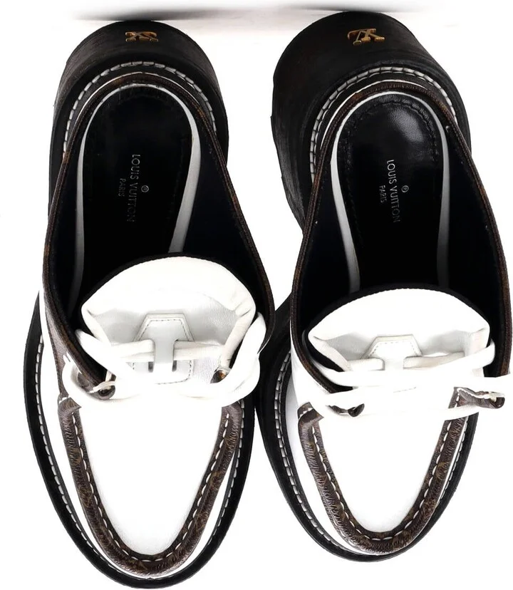 Louis Vuitton Women's LV Beaubourg Open Back Platform Derby Shoes Leather with Monogram Canvas - Image 2