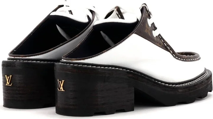 Louis Vuitton Women's LV Beaubourg Open Back Platform Derby Shoes Leather with Monogram Canvas - Image 3