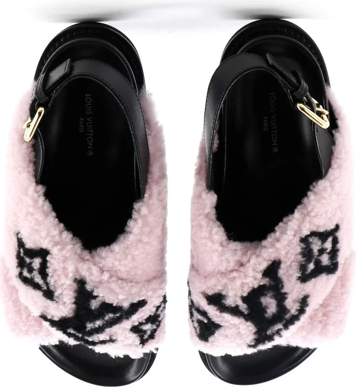 Louis Vuitton Women's Paseo Comfort Slide Slingback Sandals Shearling with Leather - Image 2