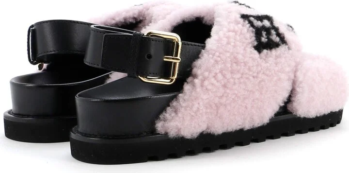 Louis Vuitton Women's Paseo Comfort Slide Slingback Sandals Shearling with Leather - Image 3