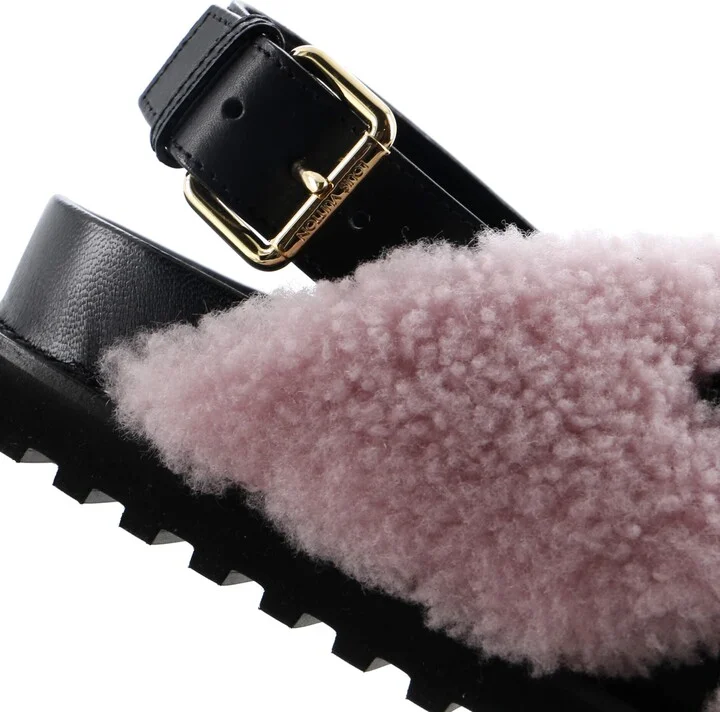 Louis Vuitton Women's Paseo Comfort Slide Slingback Sandals Shearling with Leather - Image 5