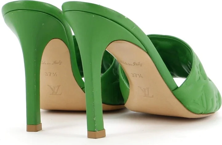 Louis Vuitton Women's Revival Heeled Mules Monogram Embossed Leather - Image 3