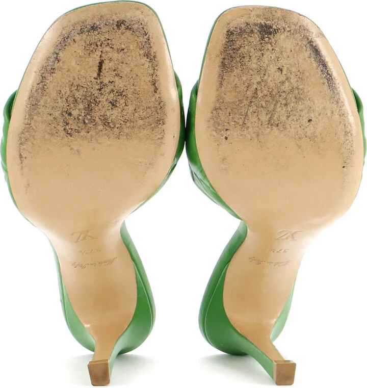 Louis Vuitton Women's Revival Heeled Mules Monogram Embossed Leather - Image 4