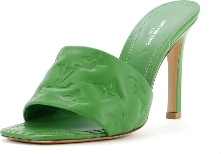 Louis Vuitton Women's Revival Heeled Mules Monogram Embossed Leather