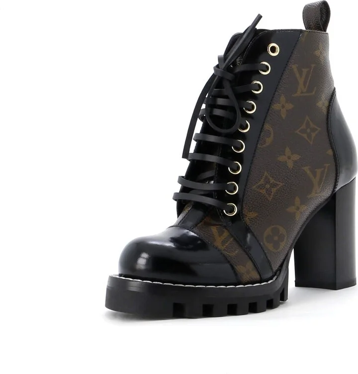Louis Vuitton Women's Star Trail Ankle Boots Monogram Canvas with Patent