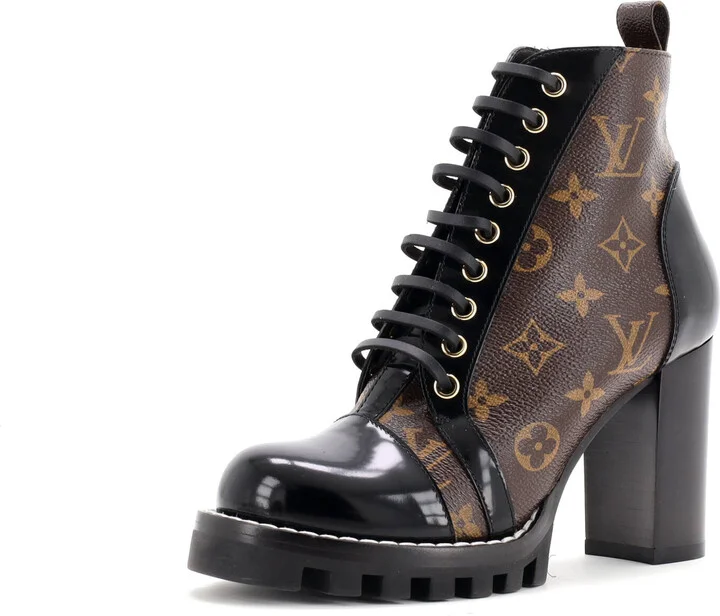 Louis Vuitton Women's Star Trail Ankle Boots Monogram Canvas with Patent