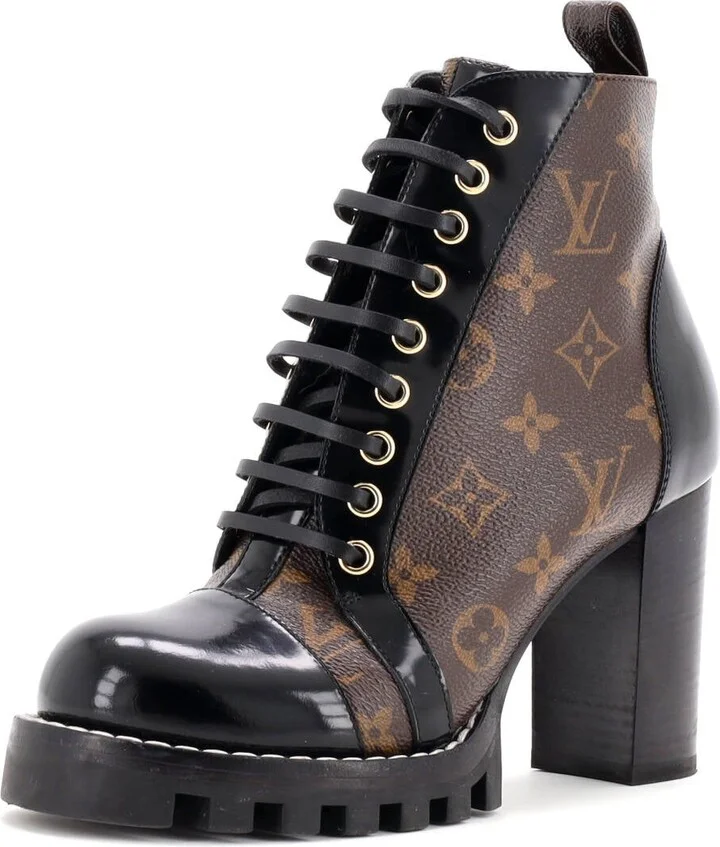 Louis Vuitton Women's Star Trail Ankle Boots Monogram Canvas with Patent