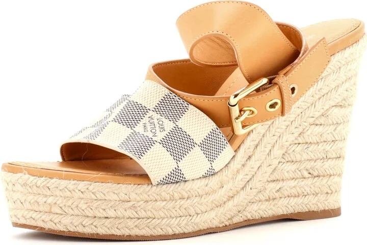 Louis Vuitton Women's Starboard Wedge Sandals Damier