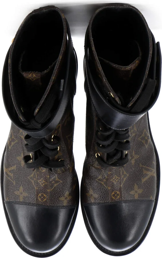 Louis Vuitton Women's Wonderland Flat Ranger Boots Monogram Canvas and Leather - Image 2