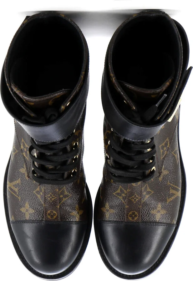 Louis Vuitton Women's Wonderland Flat Ranger Boots Monogram Canvas and Leather - Image 2