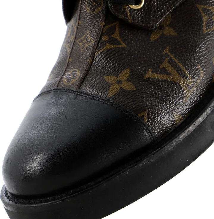 Louis Vuitton Women's Wonderland Flat Ranger Boots Monogram Canvas and Leather - Image 6