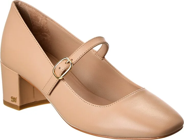 Louise 50 Block Leather Mary Jane Pump