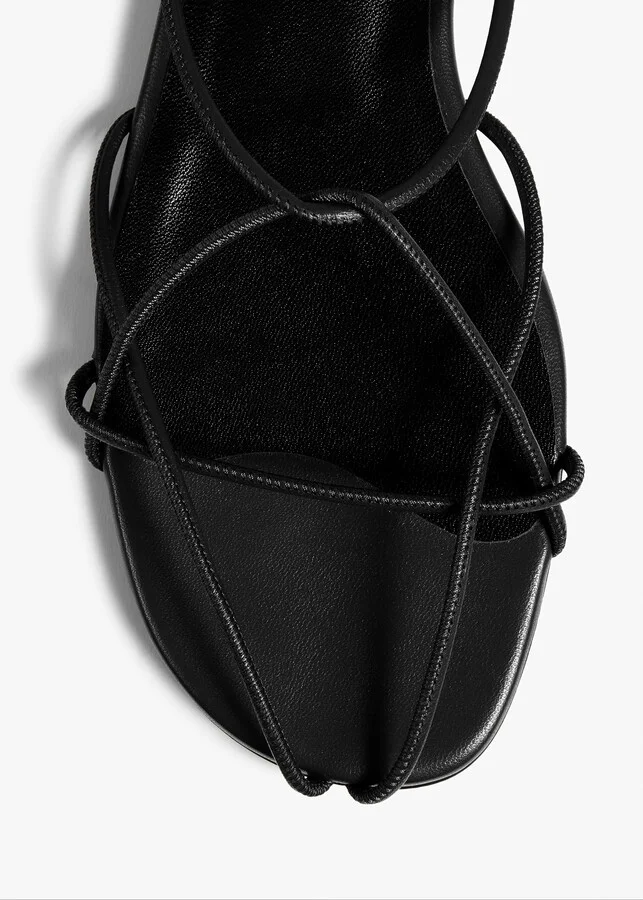 Loulou Flat Sandal in Black Leather - Image 3