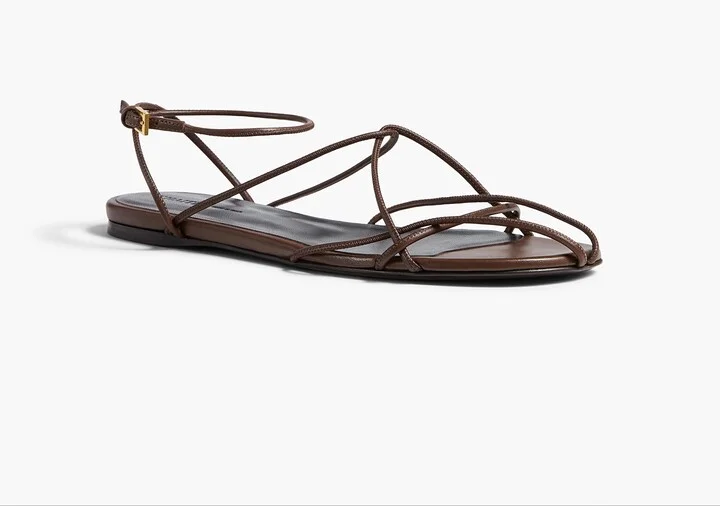 Loulou Flat Sandal in Cigar Leather - Image 2