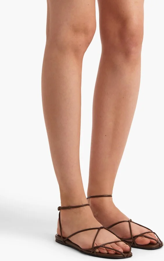 Loulou Flat Sandal in Cigar Leather - Image 4