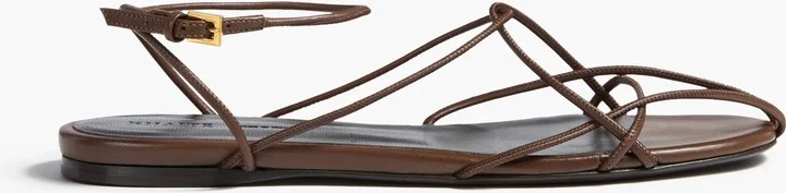 Loulou Flat Sandal in Cigar Leather