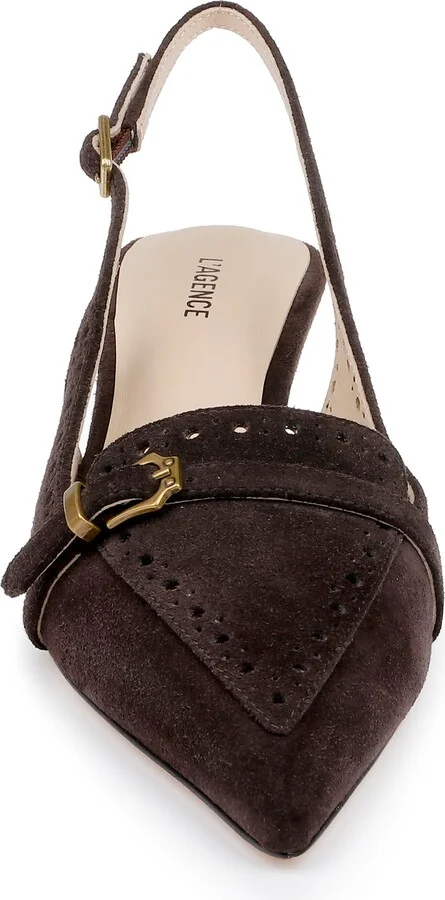 Lourdes Slingback Pointed Toe Kitten Heel Pump - Image 4