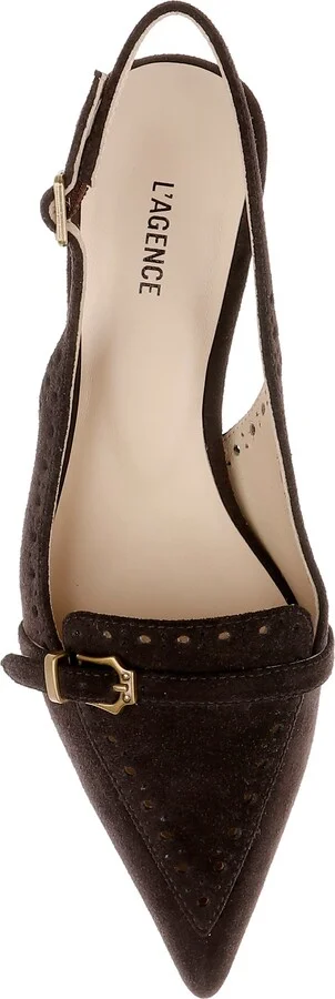 Lourdes Slingback Pointed Toe Kitten Heel Pump - Image 5