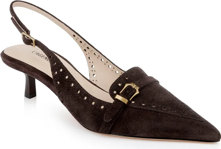 Lourdes Slingback Pointed Toe Kitten Heel Pump