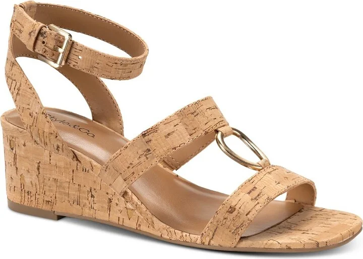 Lourizza Womens Faux Suede Wedge Ankle Strap