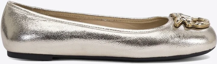 Love Birds Metallic Leather Ballet Flats