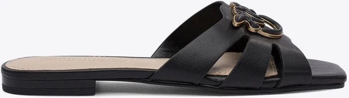 Love Birds Nappa Leather Flat Sandals