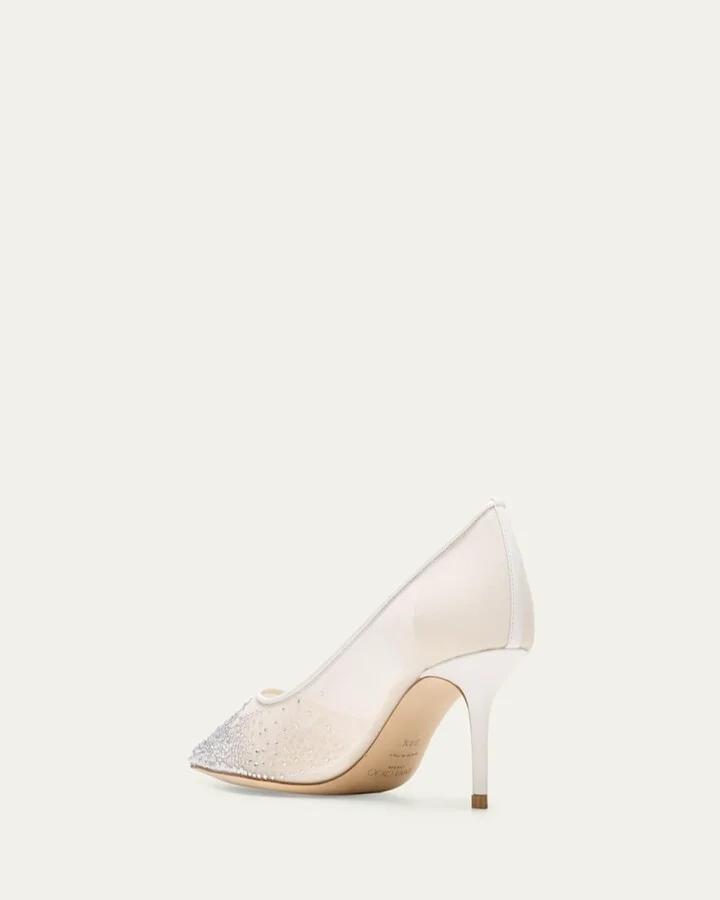 Love Embellished Mesh Kitten-Heel Pumps - Image 5