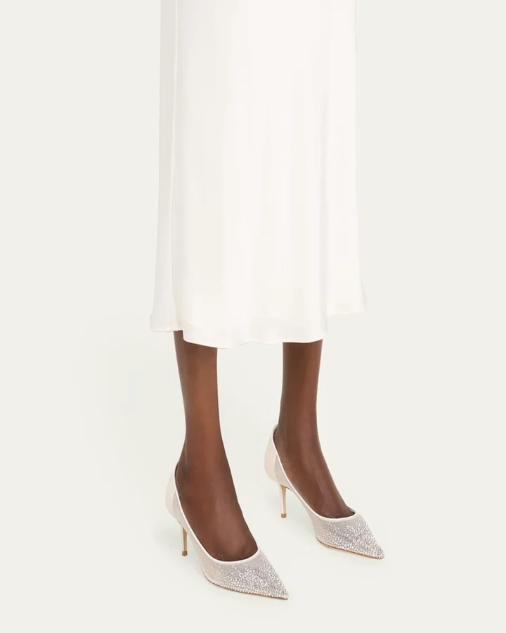 Love Embellished Mesh Kitten-Heel Pumps - Image 6