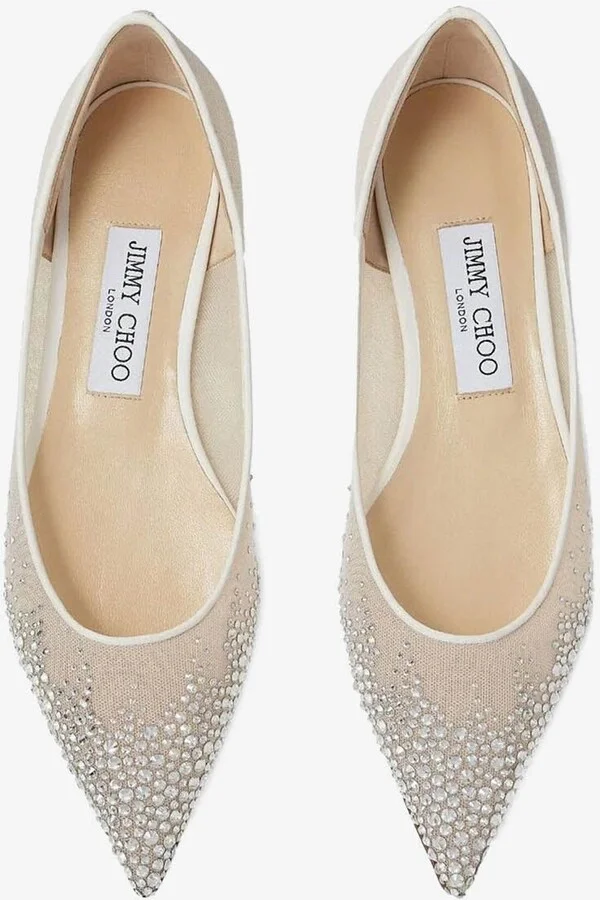 Love Flat Crystal Mesh Pointed-Toe Flats - Image 2