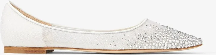 Love Flat Crystal Mesh Pointed-Toe Flats