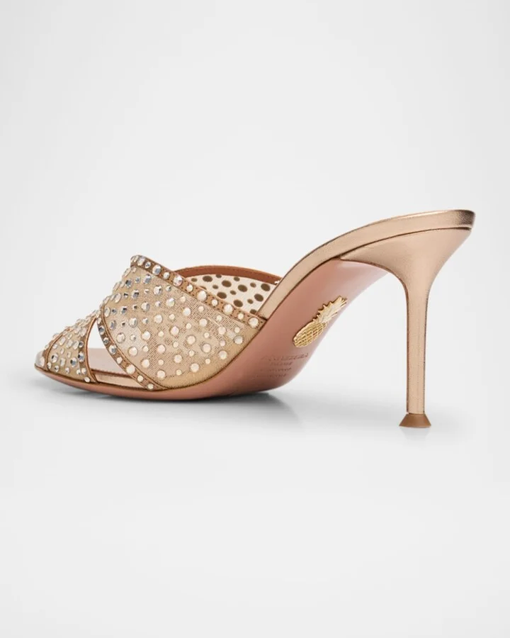 Lover Crystal Tulle Stiletto Slide Sandals - Image 4