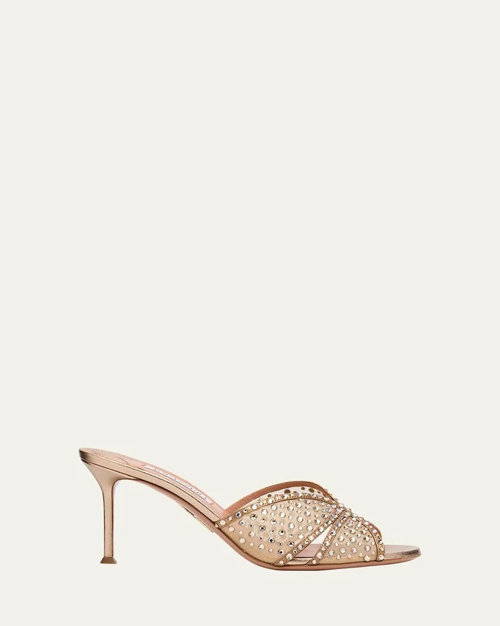 Lover Crystal Tulle Stiletto Slide Sandals