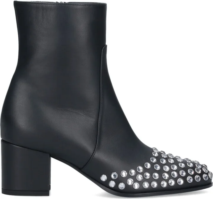 Low Ankle Boots With Rhinestones