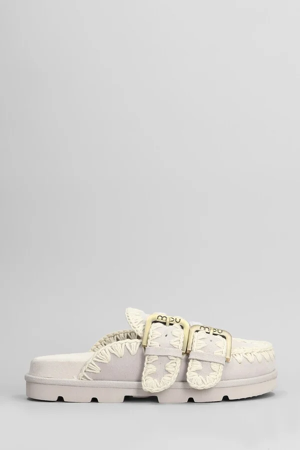 Low Bio Sabot Slipper-mule In Grey Suede