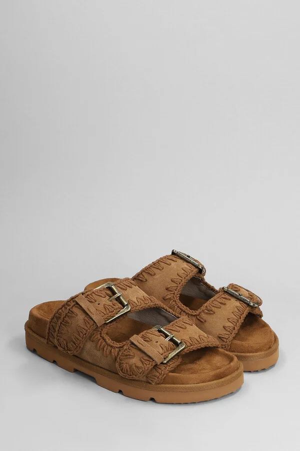 Low Bio Sandal Flats In Leather Color Suede - Image 2