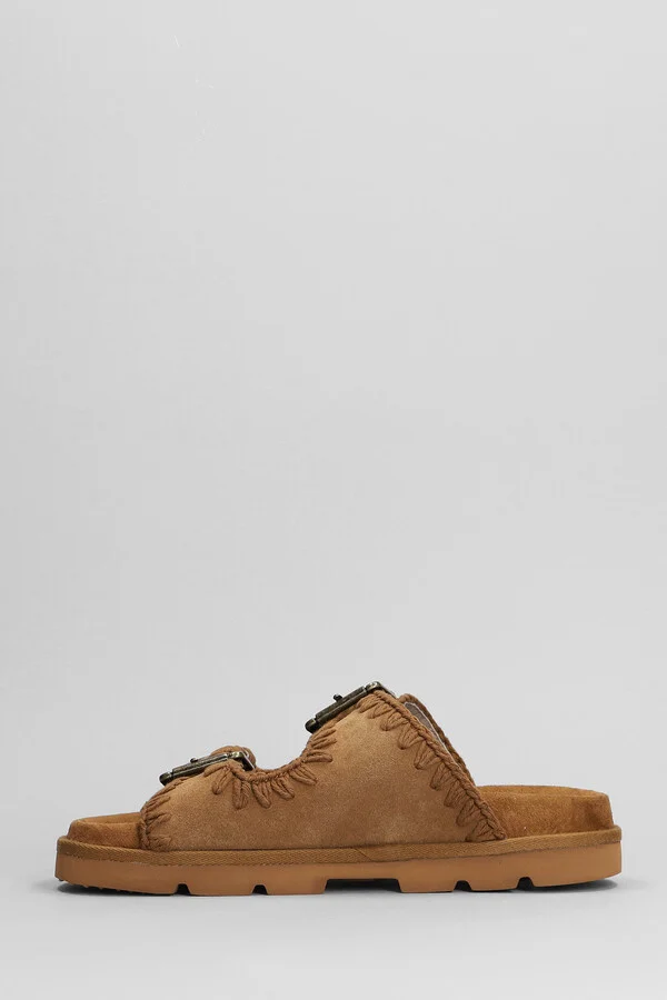 Low Bio Sandal Flats In Leather Color Suede - Image 3