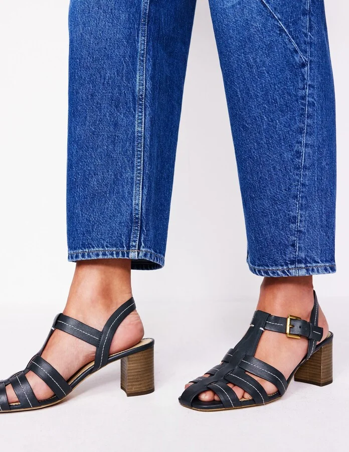 Low Block Fisherman Sandals, Navy - Image 2