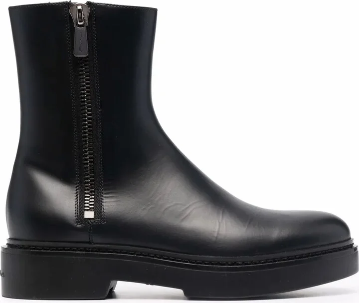 Low-Heel Leather Boots