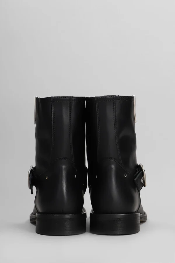 Low Heels Ankle Boots In Black Leather - Image 4