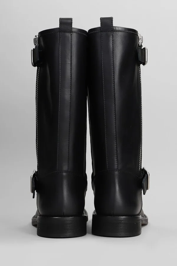 Low Heels Ankle Boots In Black Leather - Image 4