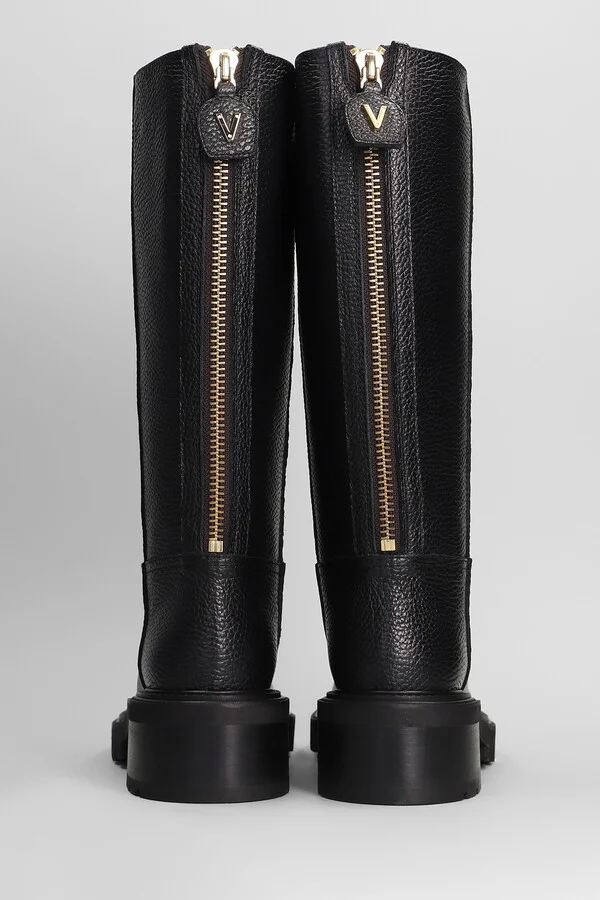 Low Heels Boots In Black Leather - Image 4