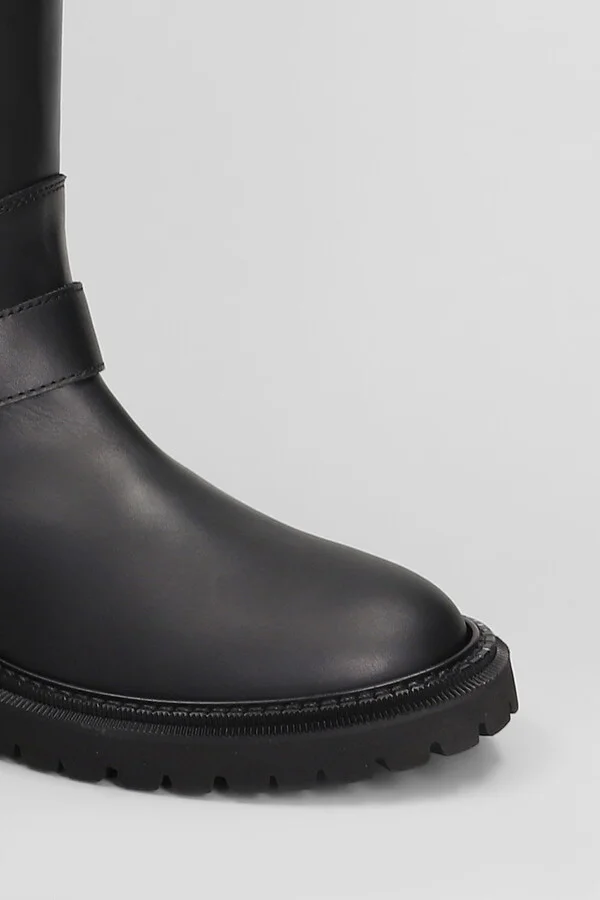 Low Heels Boots In Black Leather - Image 5
