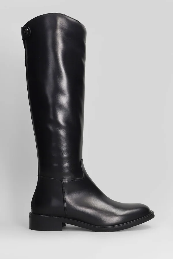 Low Heels Boots In Black Leather