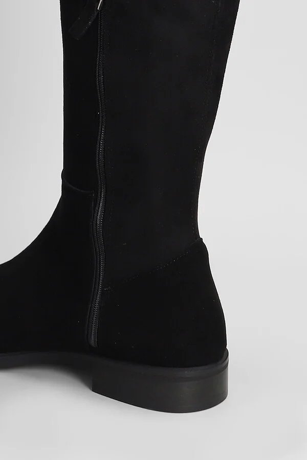 Low Heels Boots In Black Suede - Image 5