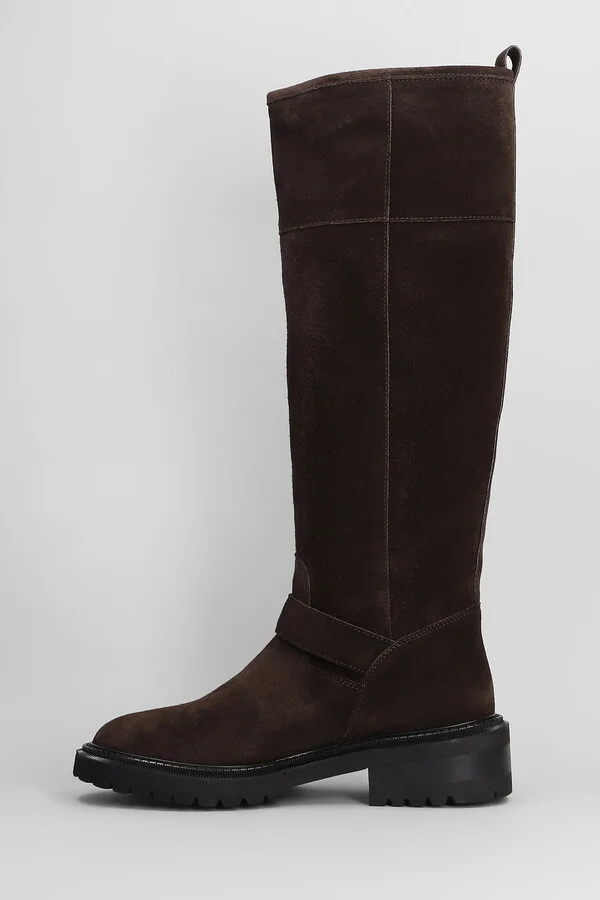 Low Heels Boots In Dark Brown Suede - Image 3