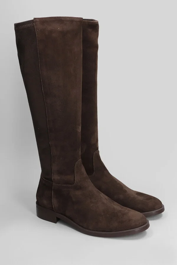 Low Heels Boots In Dark Brown Suede - Image 2
