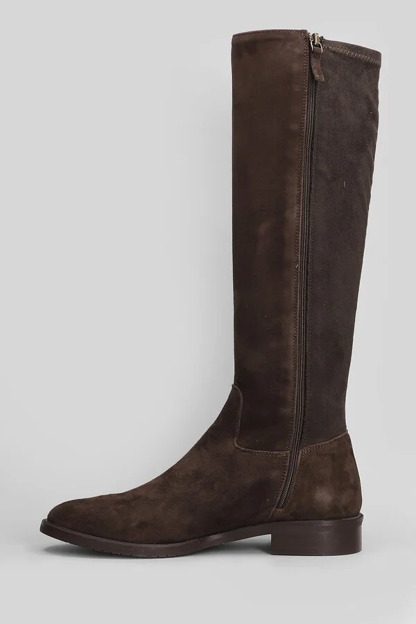Low Heels Boots In Dark Brown Suede - Image 3