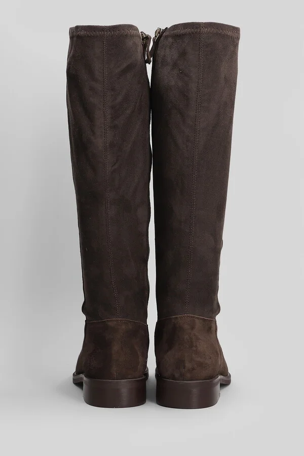 Low Heels Boots In Dark Brown Suede - Image 4